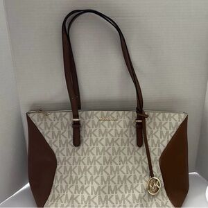 Michael Kors Tan and Cream Signature Tote